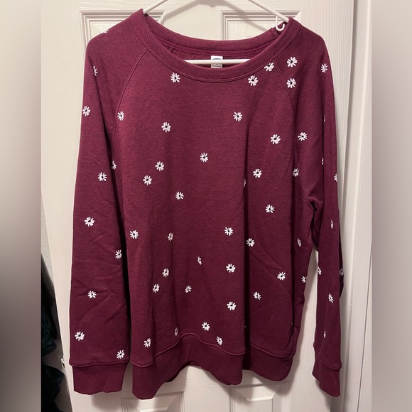 Maroon Sweatshirt with Daisies - Picture 1 of 4